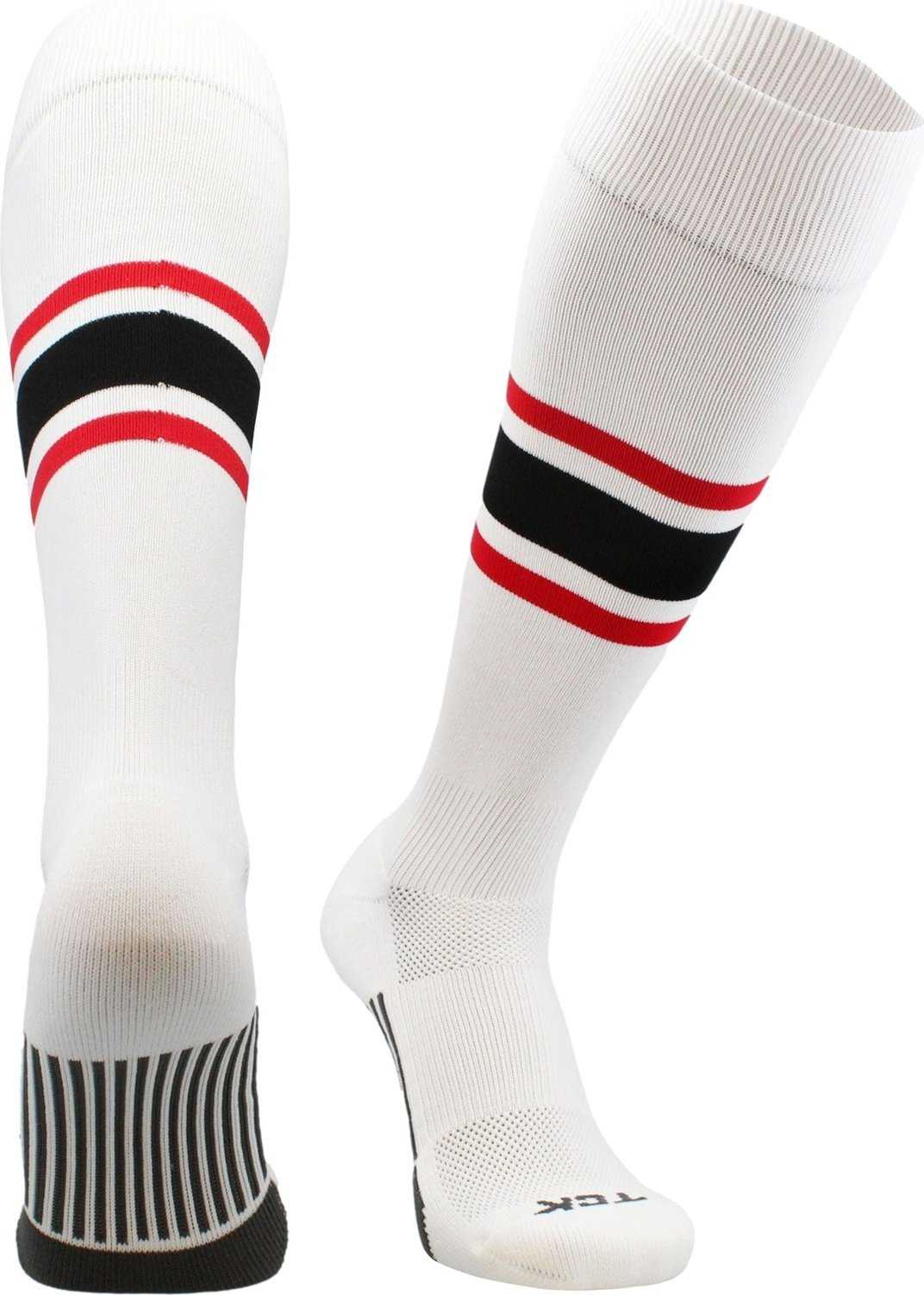 TCK Dugout Knee High Socks - White Scarlet Black - HIT a Double - 1