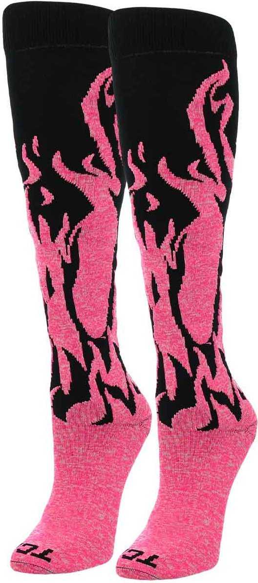 TCK Krazisox Flame Knee High Socks - Black Hot Pink