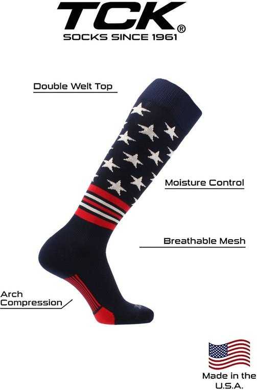 TCK USA Freedom Knee High Socks - Navy White Scarlet - HIT a Double - 3