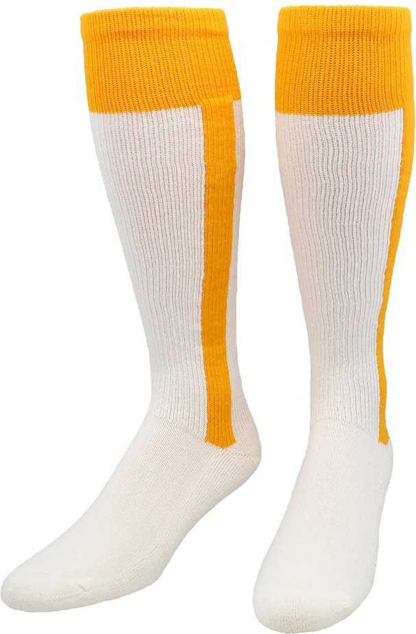 TCK 2-N-1 Premium Knee High Stirrup Socks - Gold White - HIT a Double