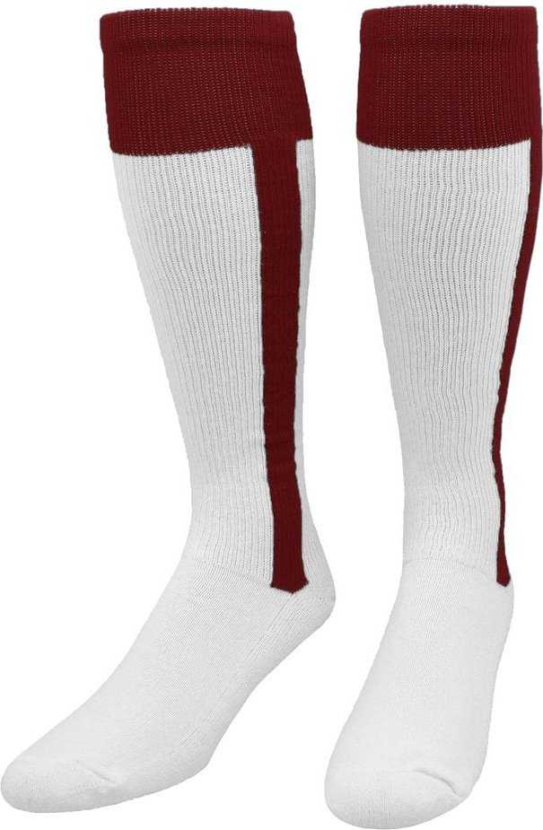 TCK 2-N-1 Premium Knee High Stirrup Socks - Maroon White - HIT a Double