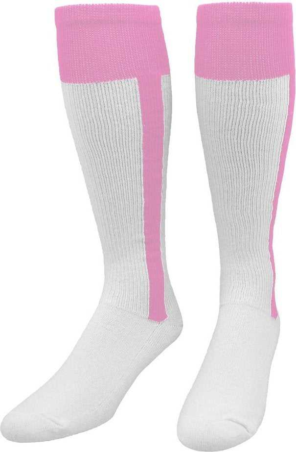 TCK 2-N-1 Premium Knee High Stirrup Socks - Pink White - HIT a Double