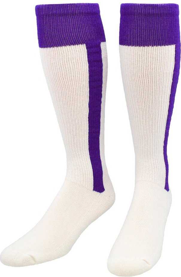 TCK 2-N-1 Premium Knee High Stirrup Socks - Purple White - HIT a Double