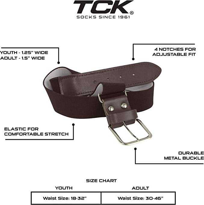 TCK Adjustable Elastic Baseball Belts - Brown - HIT a Double