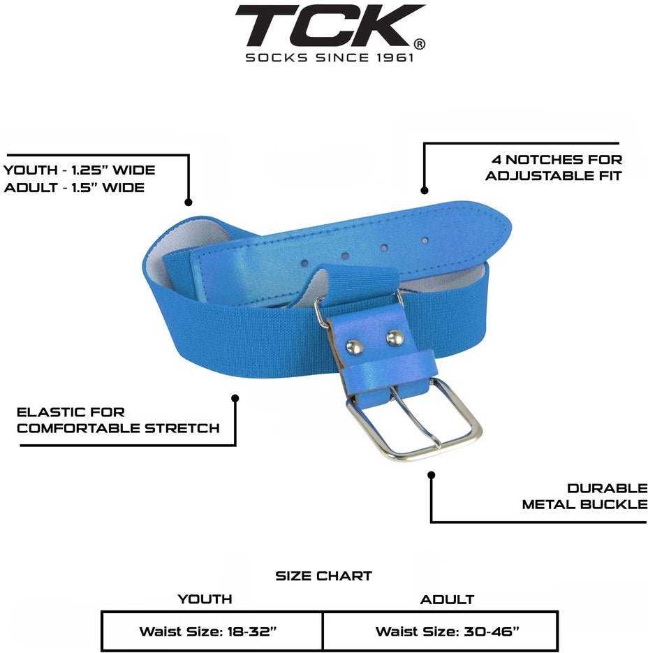 TCK Adjustable Elastic Baseball Belts - Columbia Blue - HIT a Double