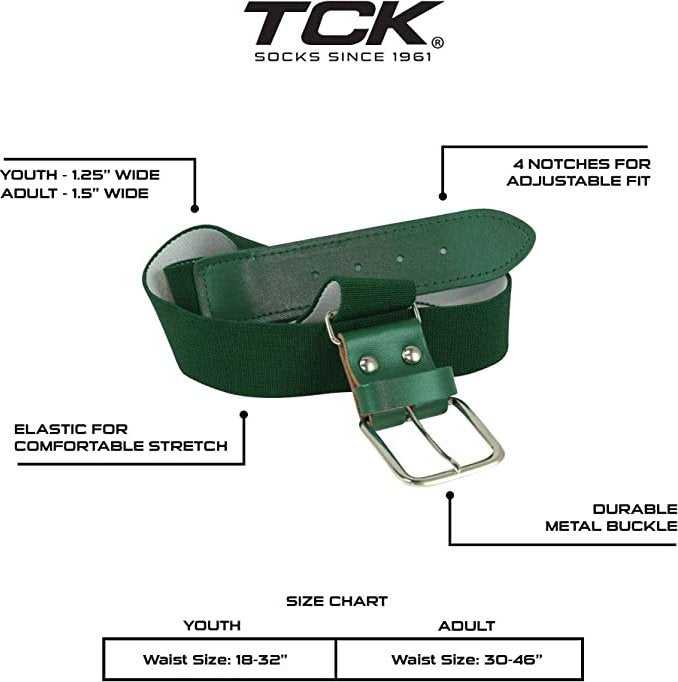 TCK Adjustable Elastic Baseball Belts - Dark Green - HIT a Double