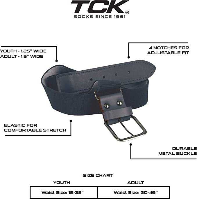 TCK Adjustable Elastic Baseball Belts - Graphite - HIT a Double