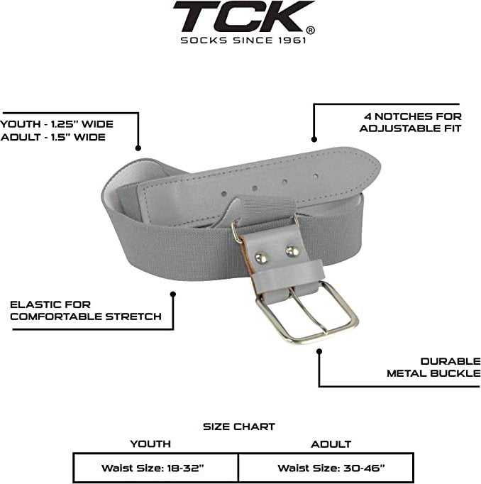 TCK Adjustable Elastic Baseball Belts - Gray - HIT a Double