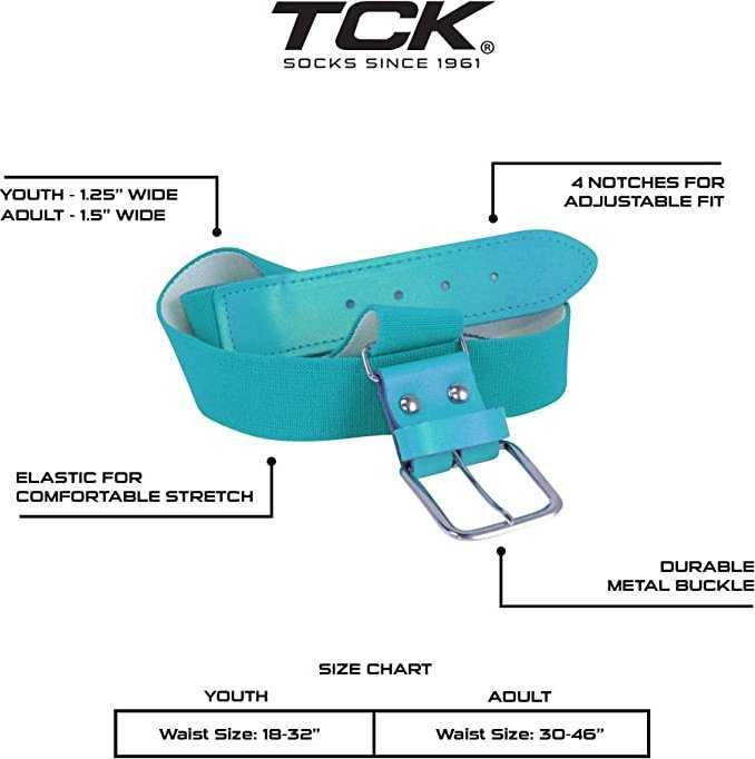 TCK (Twin City Kniting) Adjustable Elastic Baseball Belts - Marlin Teal - HIT A Double