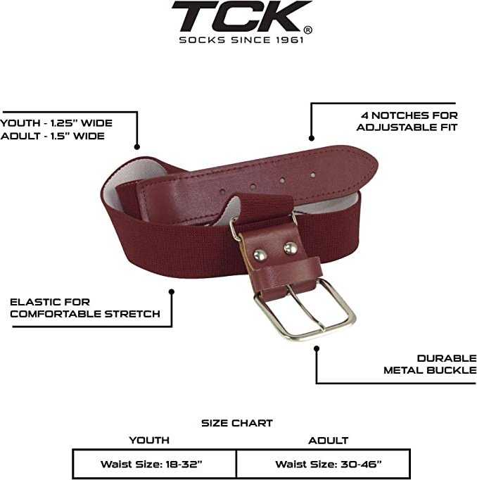TCK Adjustable Elastic Baseball Belts - Maroon - HIT a Double