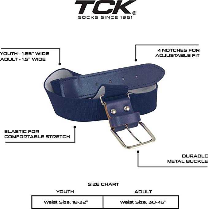 TCK Adjustable Elastic Baseball Belts - Navy - HIT a Double