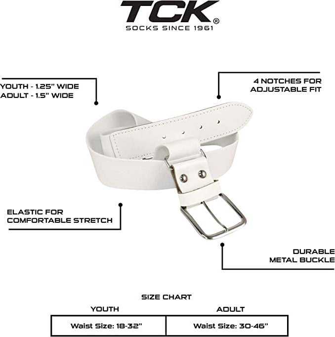 TCK Adjustable Elastic Baseball Belts - White - HIT a Double