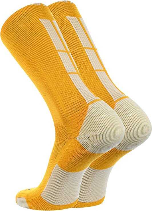 TCK (Twin City Knitting) Baseline 3.0 Athletic Crew Socks - Gold White - HIT a Double