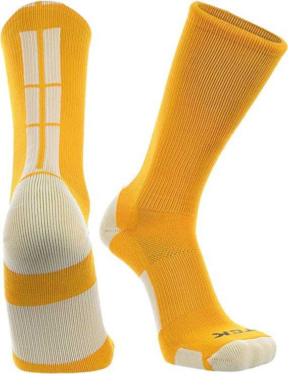 TCK (Twin City Knitting) Baseline 3.0 Athletic Crew Socks - Gold White - HIT a Double