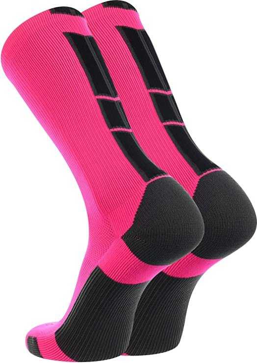 TCK Baseline 3.0 Athletic Crew Socks - Hot Pink Graphite Black - HIT a Double
