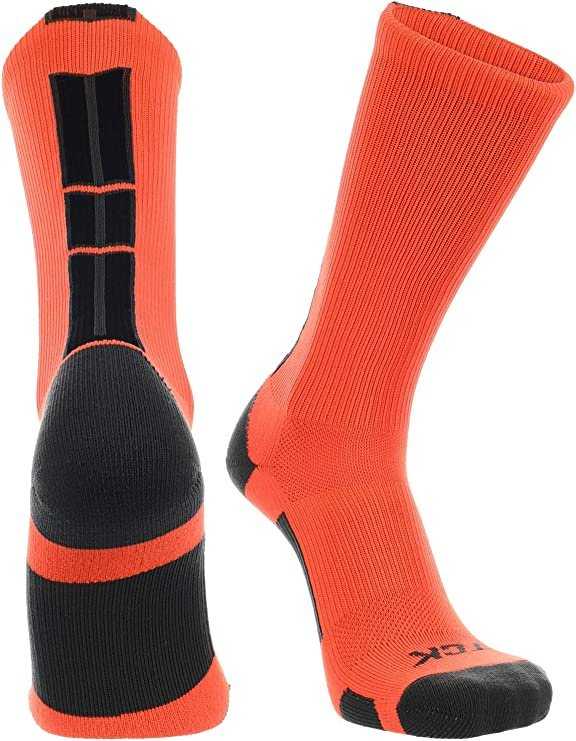 TCK (Twin City Knitting) Baseline 3.0 Athletic Crew Socks - Neon Orange Graphite Black - HIT a Double