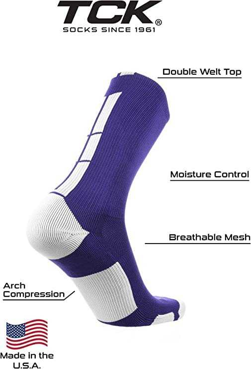 TCK Baseline 3.0 Athletic Crew Socks - Purple White - HIT a Double