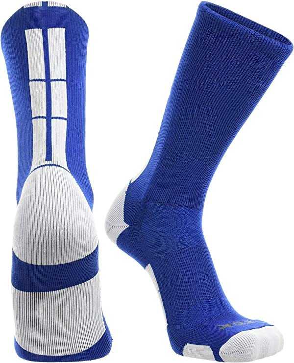 TCK (Twin City Knitting) Baseline 3.0 Athletic Crew Socks - Royal White - HIT a Double