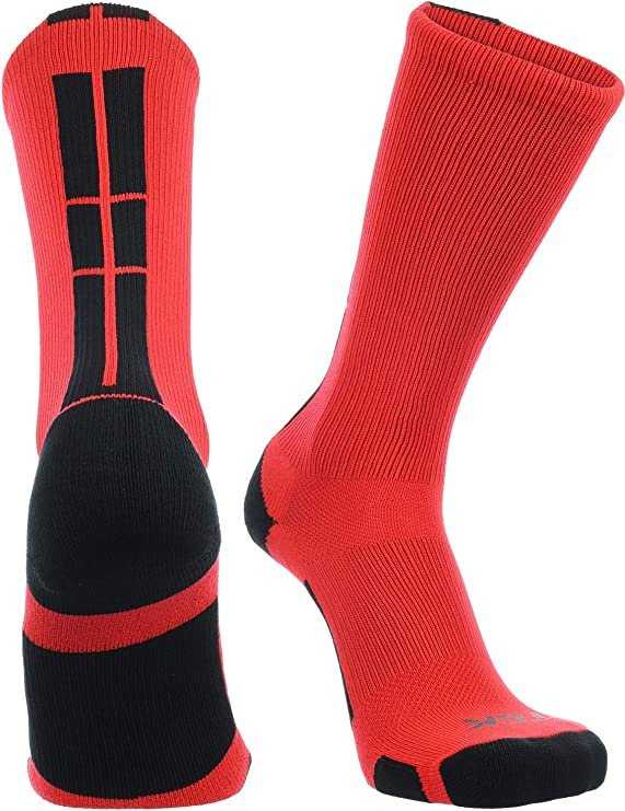 TCK (Twin City Knitting) Baseline 3.0 Athletic Crew Socks - Scarlet Black - HIT a Double