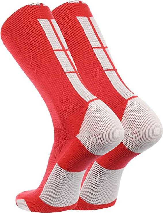 TCK (Twin City Knitting) Baseline 3.0 Athletic Crew Socks - Scarlet White - HIT a Double
