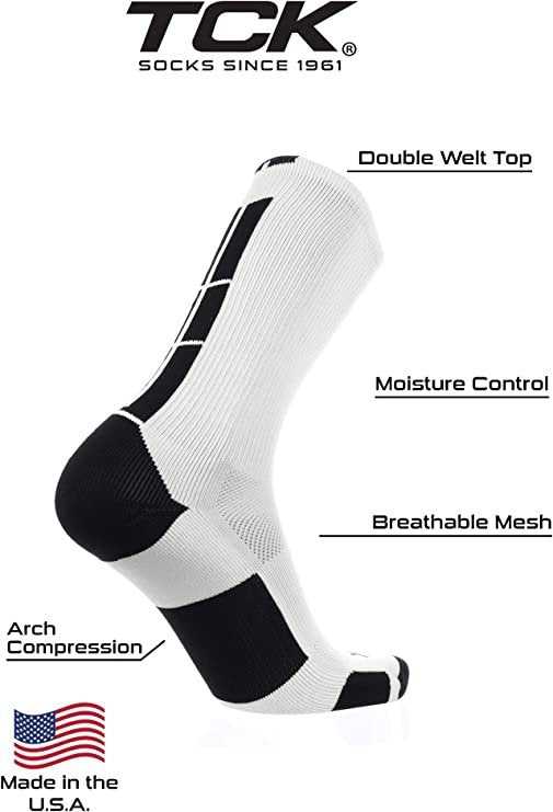TCK Baseline 3.0 Athletic Crew Socks - White Black - HIT a Double