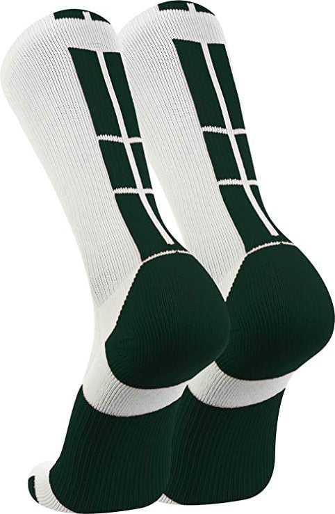 TCK Baseline 3.0 Athletic Crew Socks - White Dark Green - HIT a Double