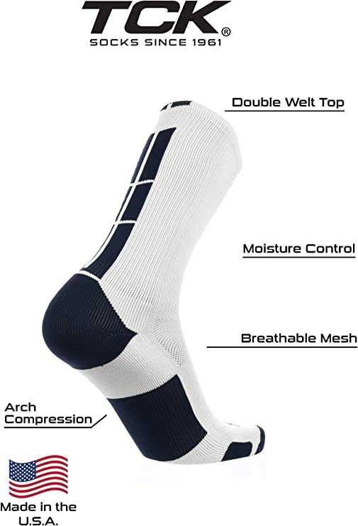 TCK Baseline 3.0 Athletic Crew Socks - White Navy - HIT a Double
