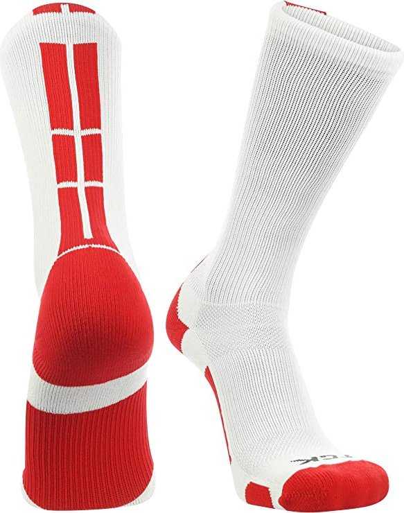 TCK Baseline 3.0 Athletic Crew Socks - White Scarlet - HIT a Double