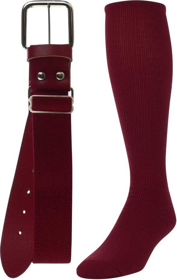 TCK Belt Knee High Sock Combo - Cardinal - HIT a Double