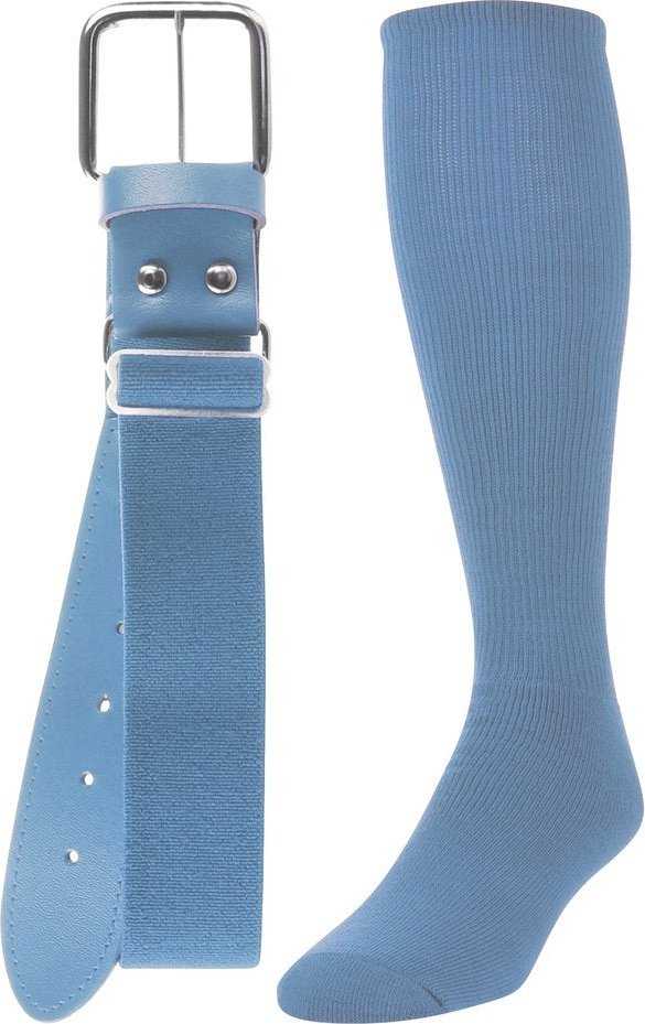 TCK (Twin City Knitting) Belt Knee High Sock Combo - Columbia Blue - HIT A Double