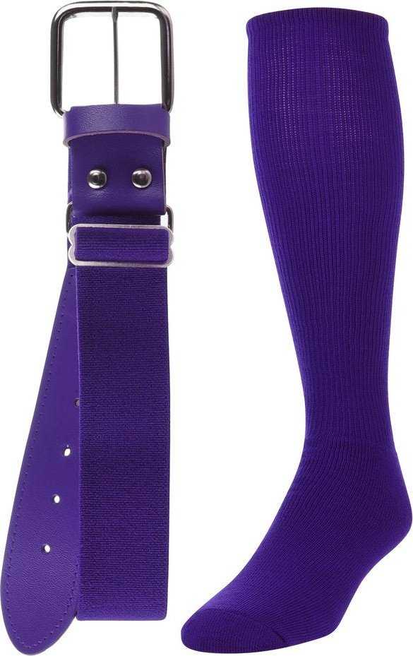 TCK (Twin City Knitting) Belt Knee High Sock Combo - Purple - HIT A Double