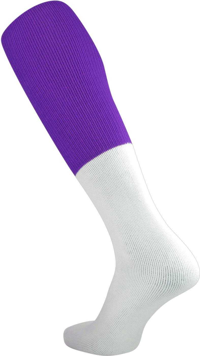 TCK Collegiate Football 2-Color Tube Socks - Purple White - HIT a Double