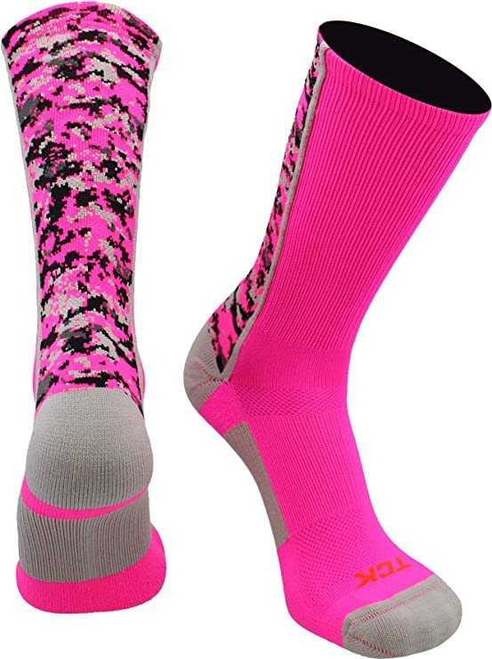 TCK Digital Camo Crew Socks - Hot Pink Camo - HIT a Double