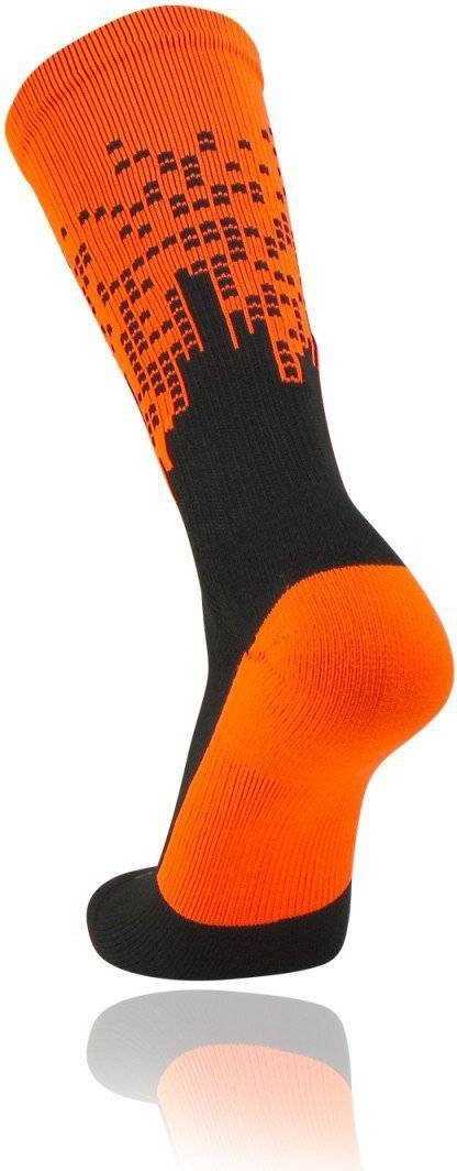 TCK Downtown Crew Socks - Neon Orange Black - HIT a Double