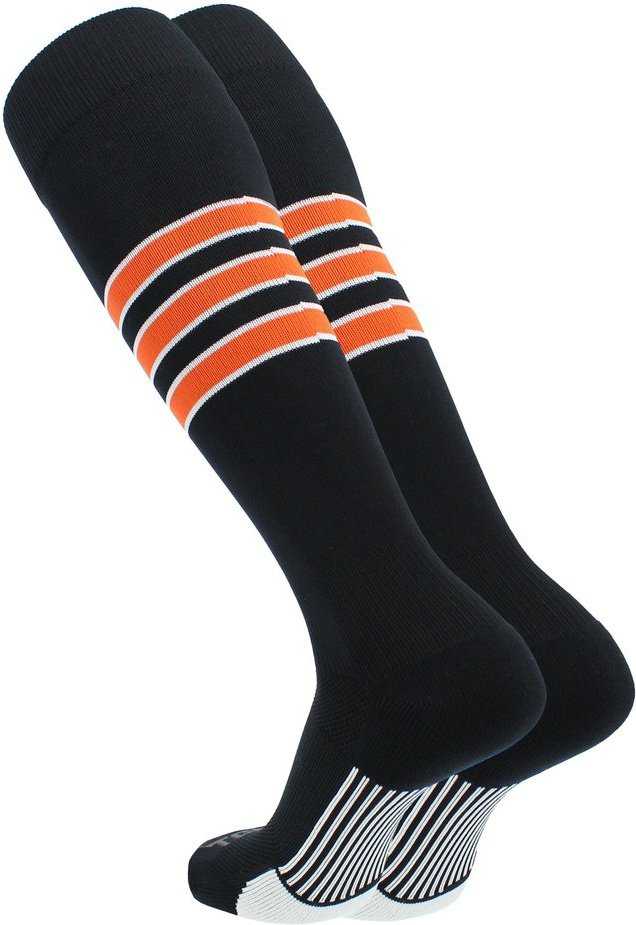 TCK Dugout Knee High Socks - Black White Orange - HIT a Double - 1