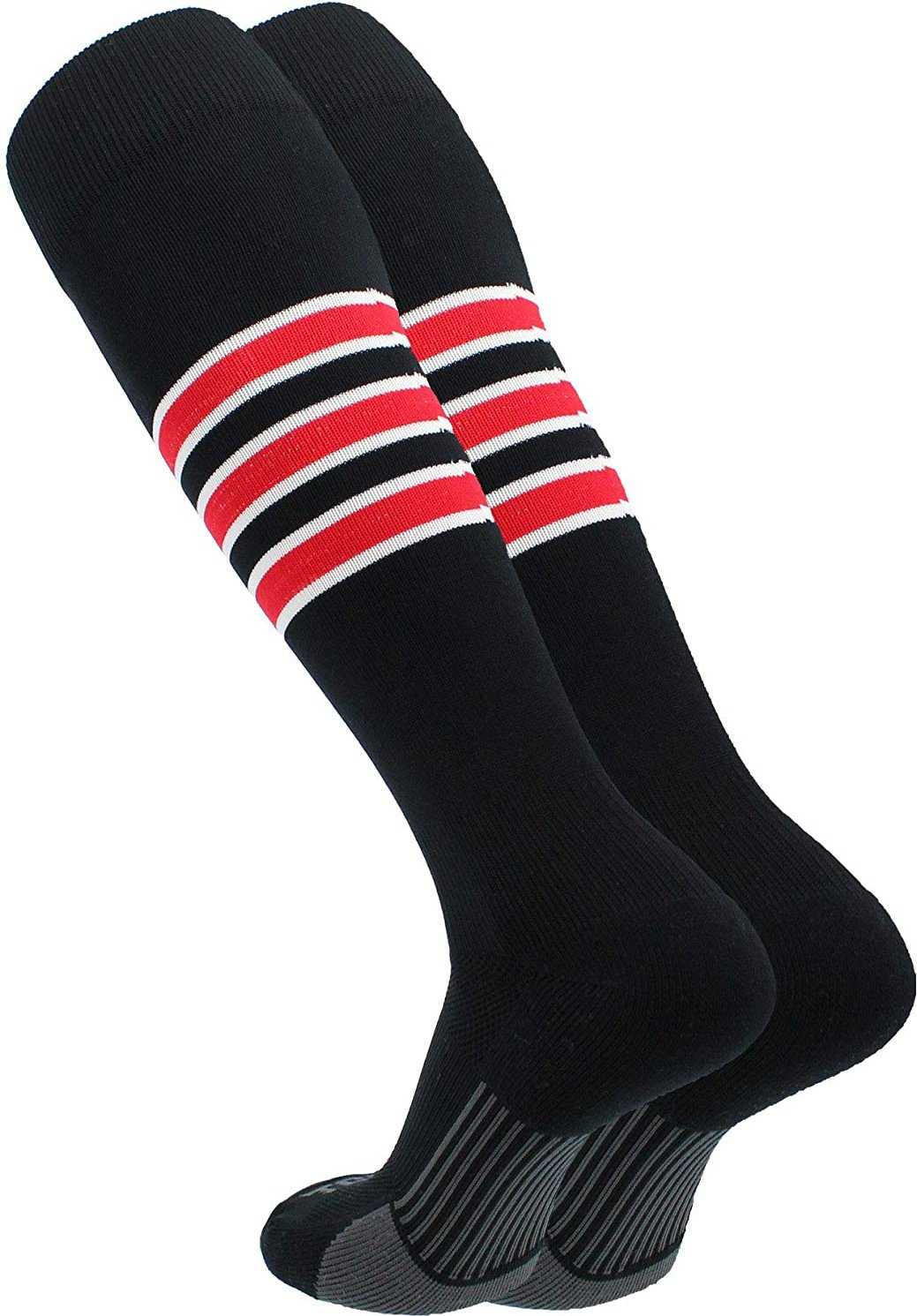 TCK Dugout Knee High Socks - Black White Scarlet - HIT a Double