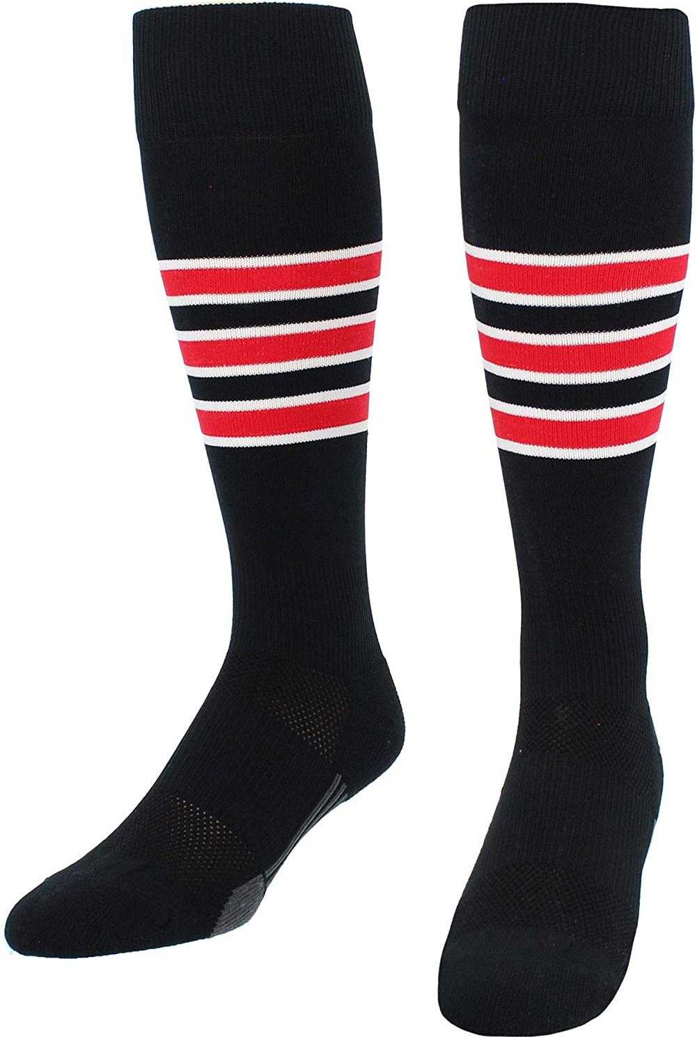 TCK Dugout Knee High Socks - Black White Scarlet - HIT a Double