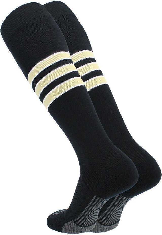 TCK Dugout Knee High Socks - Black White Vegas Gold - HIT a Double - 1