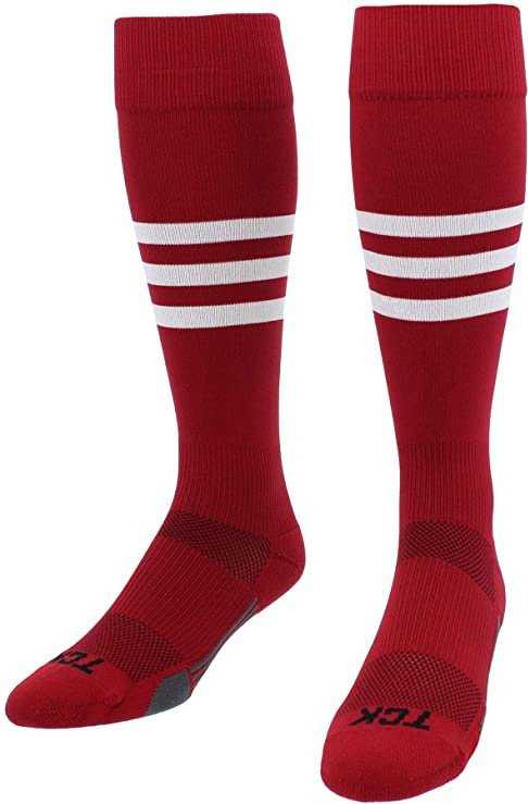 TCK Dugout Knee High Socks - Cardinal White - HIT a Double - 1