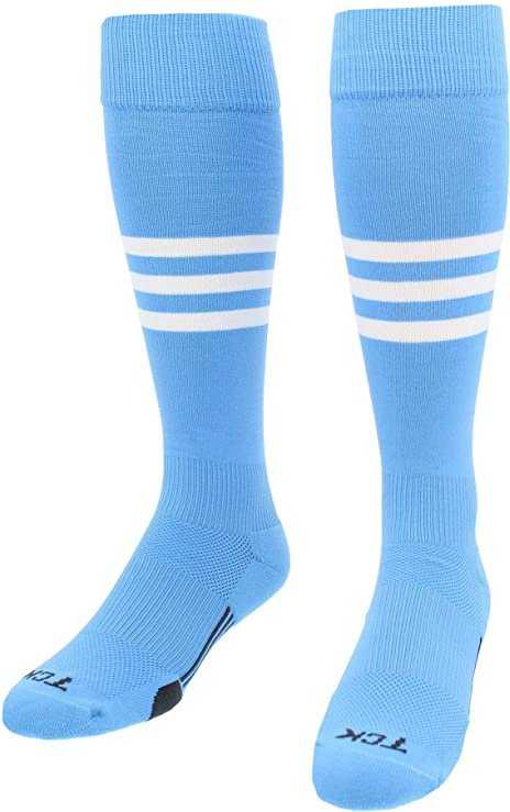 TCK Dugout Knee High Socks - Columbia Blue White - HIT a Double - 1