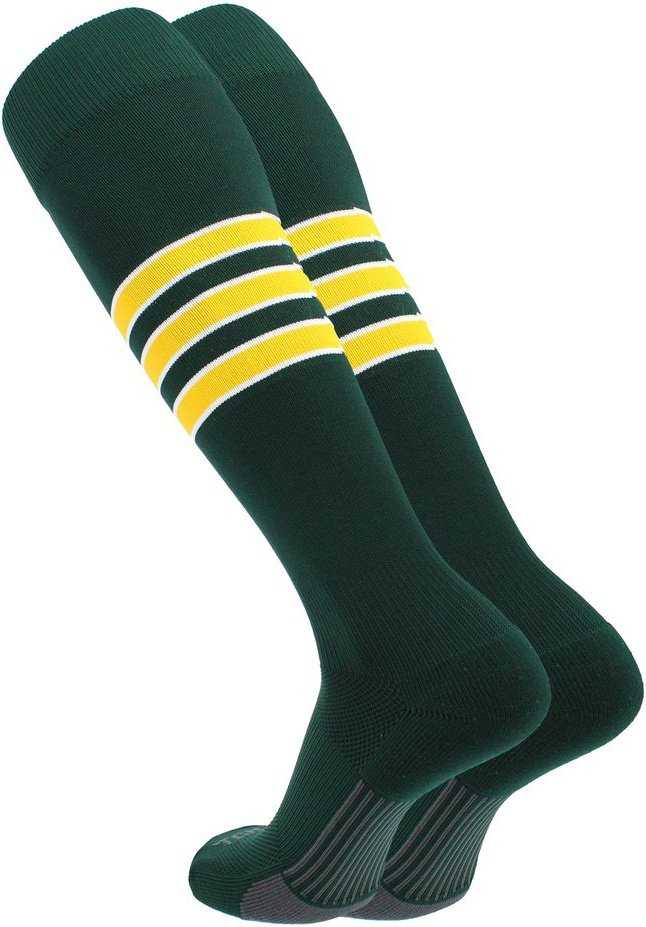 TCK Dugout Knee High Socks - Dk Green White Gold - HIT a Double