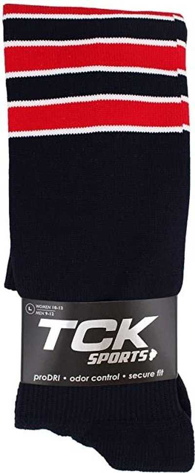 TCK Dugout Knee High Socks - Navy White Scarlet - HIT a Double