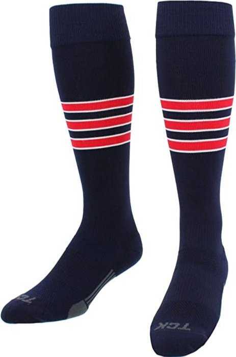 TCK Dugout Knee High Socks - Navy White Scarlet - HIT a Double