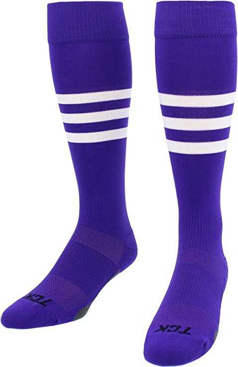TCK Dugout Knee High Socks - Purple White - HIT a Double - 1