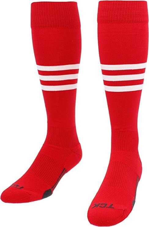 TCK Dugout Knee High Socks - Scarlet White - HIT a Double - 1