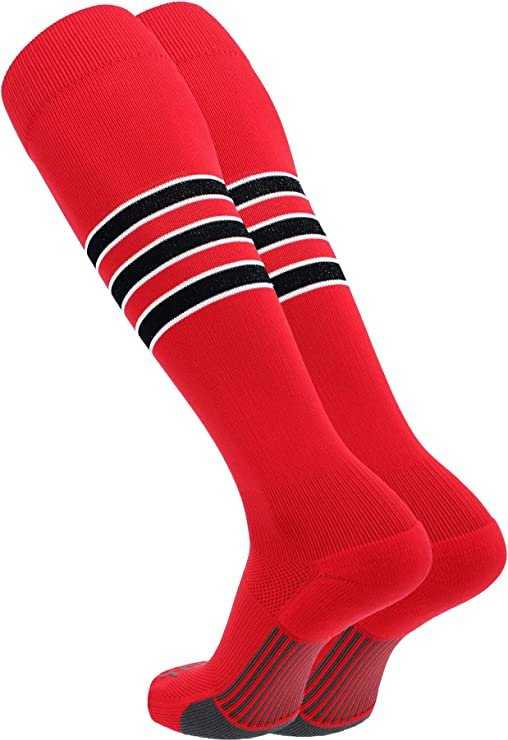 TCK Dugout Knee High Socks - Scarlet White Black - HIT a Double - 1