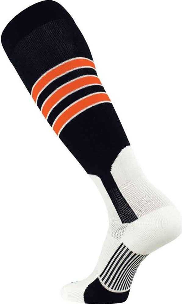 TCK Dugout Knee High Stirrup Socks - Black White Orange - HIT a Double