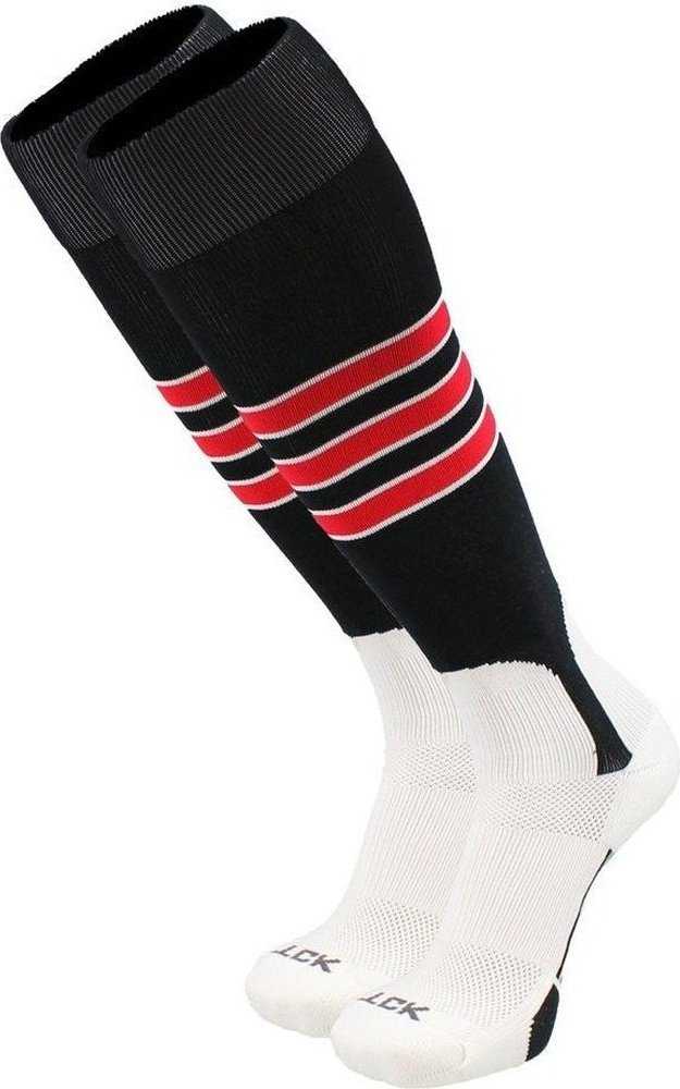 TCK Dugout Knee High Stirrup Socks - Black White Scarlet - HIT a Double