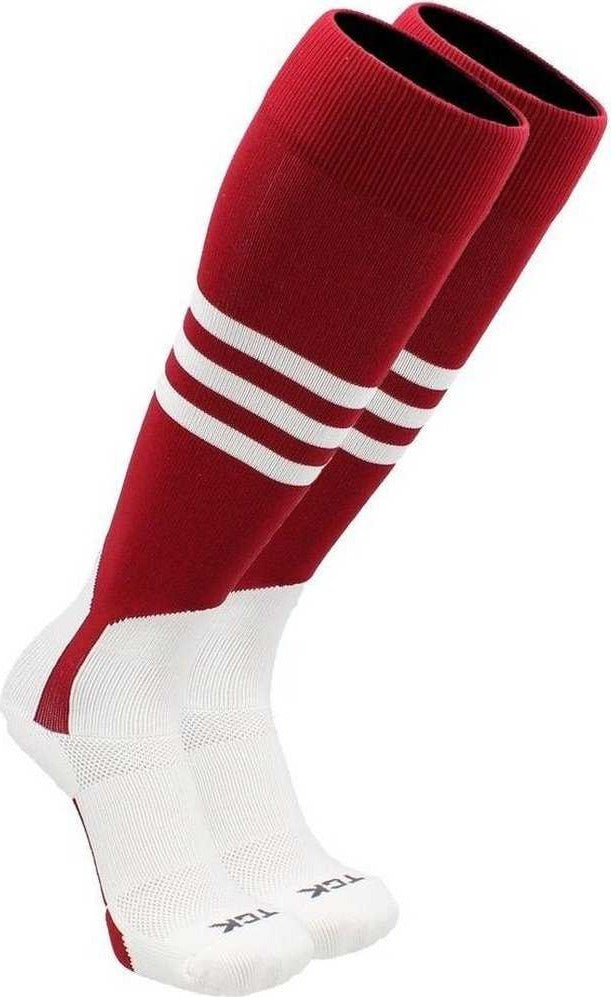 TCK Dugout Knee High Stirrup Socks - Cardinal White - HIT a Double