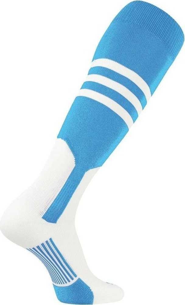 TCK Dugout Knee High Stirrup Socks - Columbia Blue White - HIT a Double